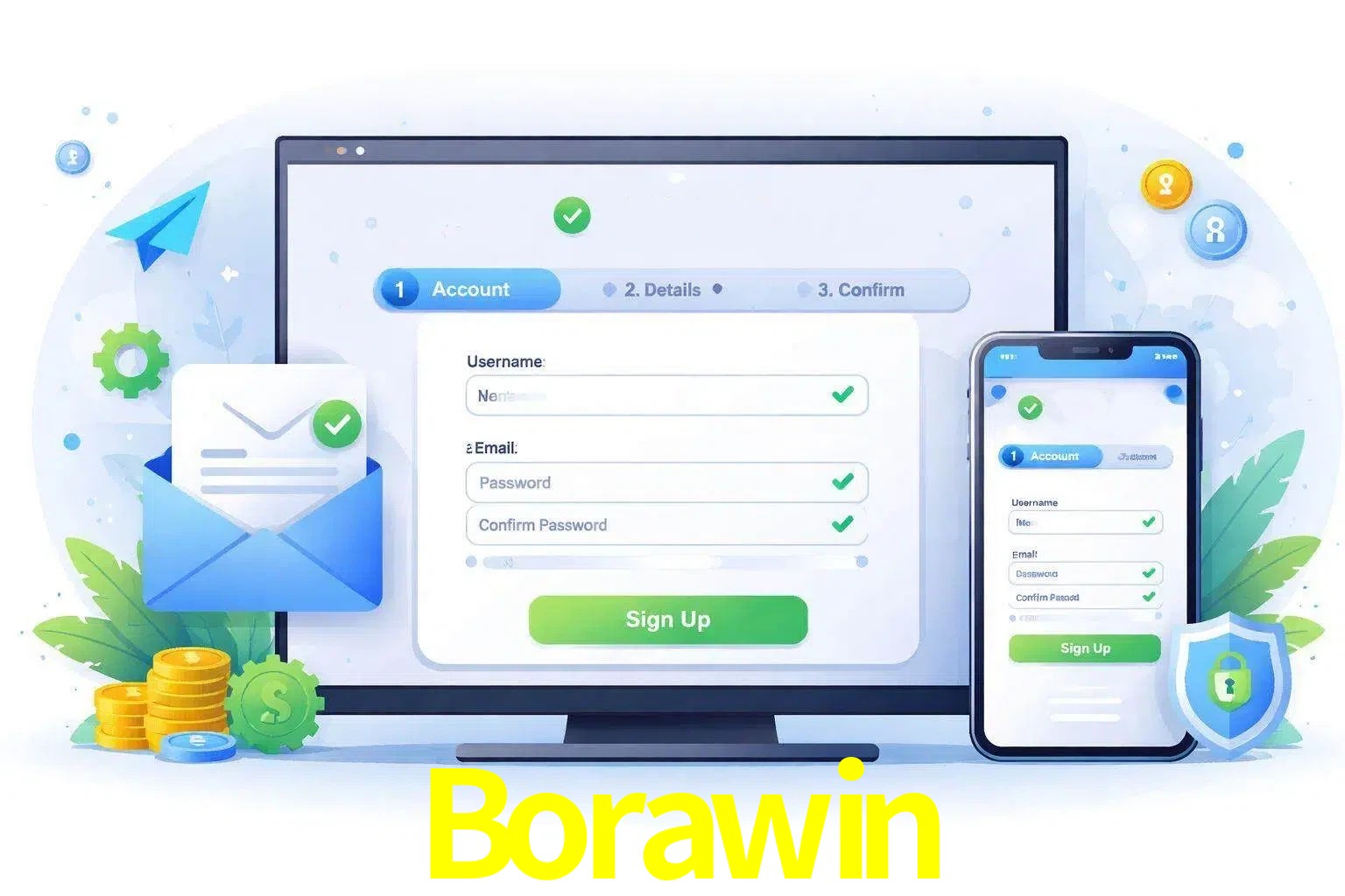 Registro de nuevo usuario y configuración de cuenta Borawin